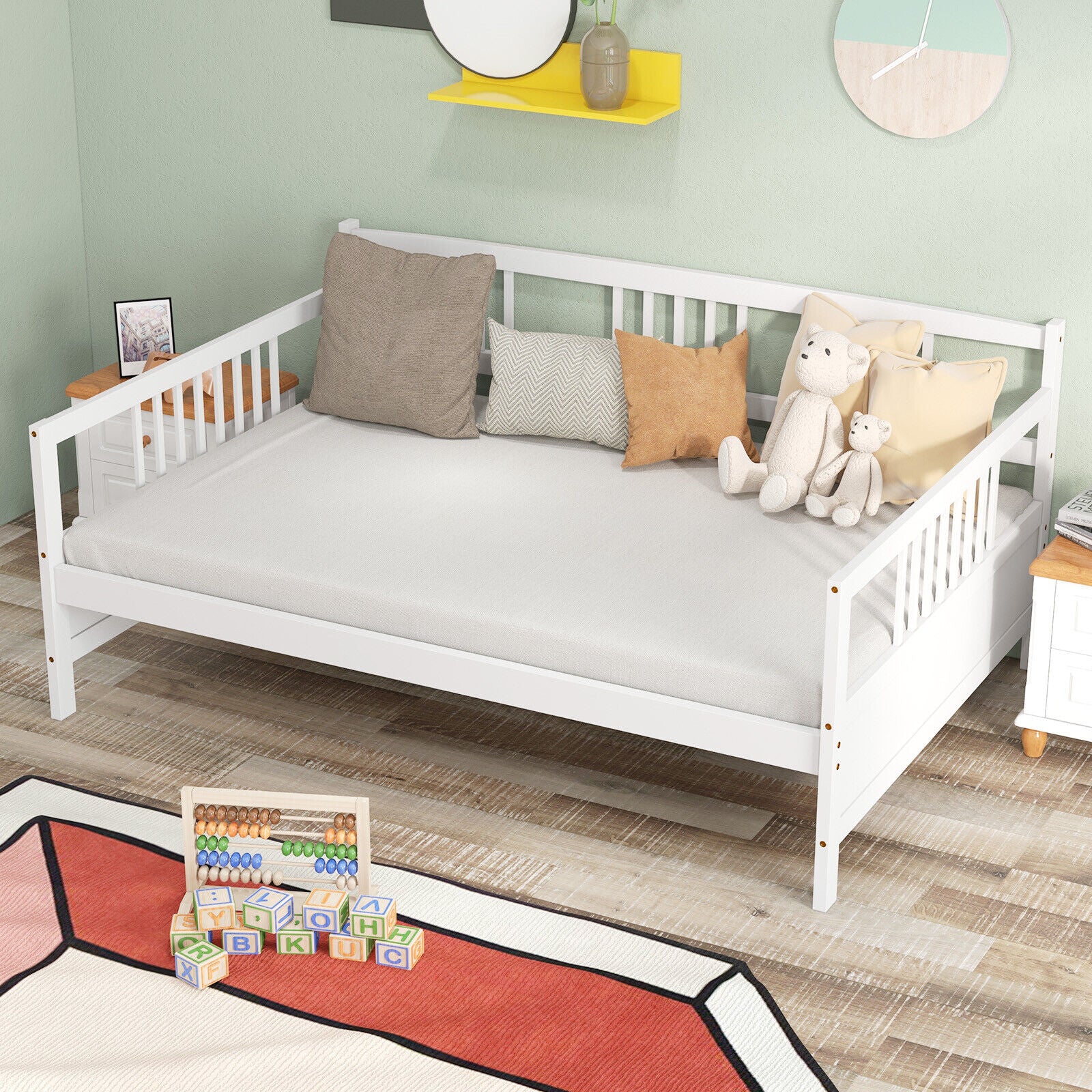 Full Size Daybed Frame With Guardrails, White Trundle Bed Frame at Gallery Canada