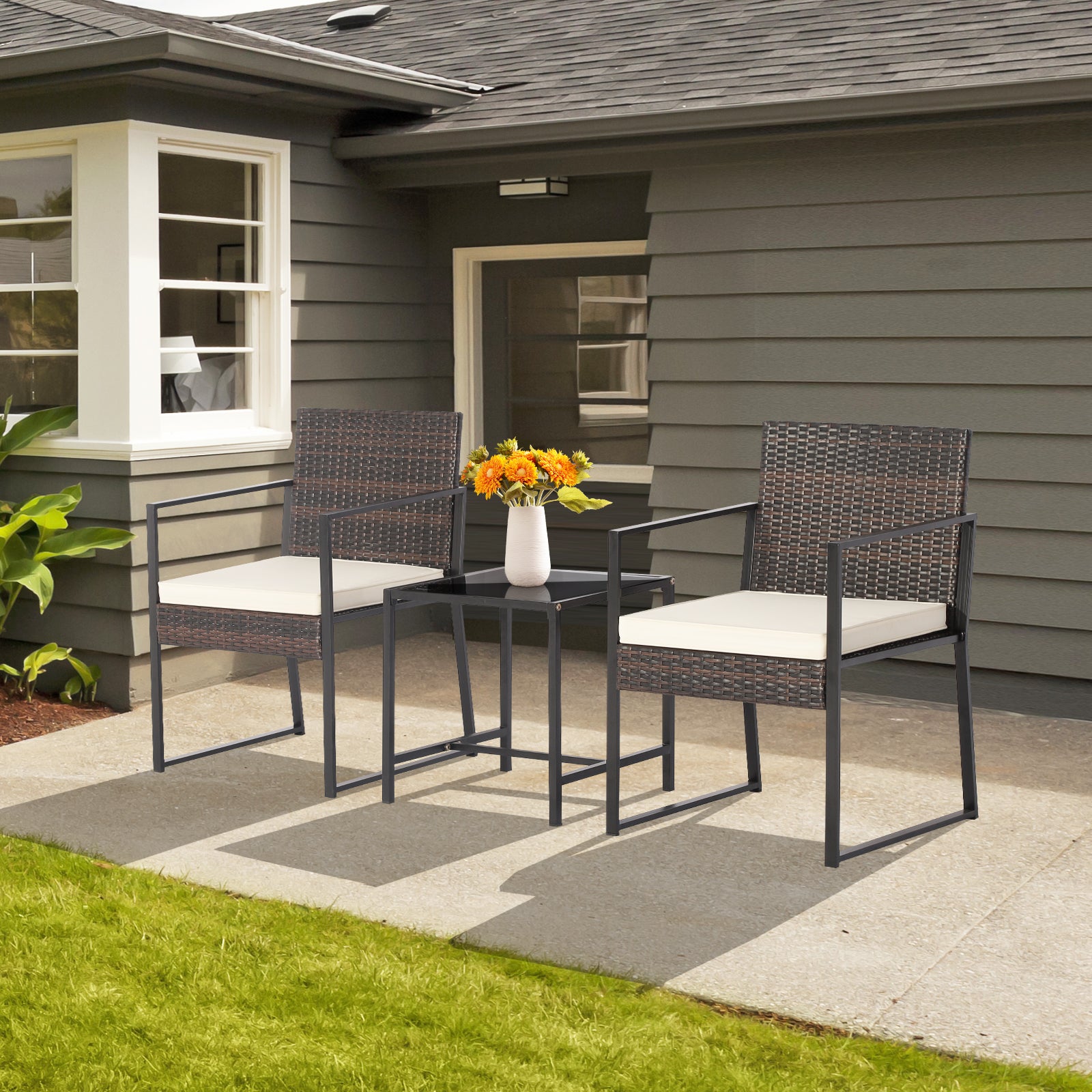 Modern Heavy Duty Patio Furniture Set, 3 Pieces, Coffee Table, Off White Patio Conversation Sets at Gallery Canada