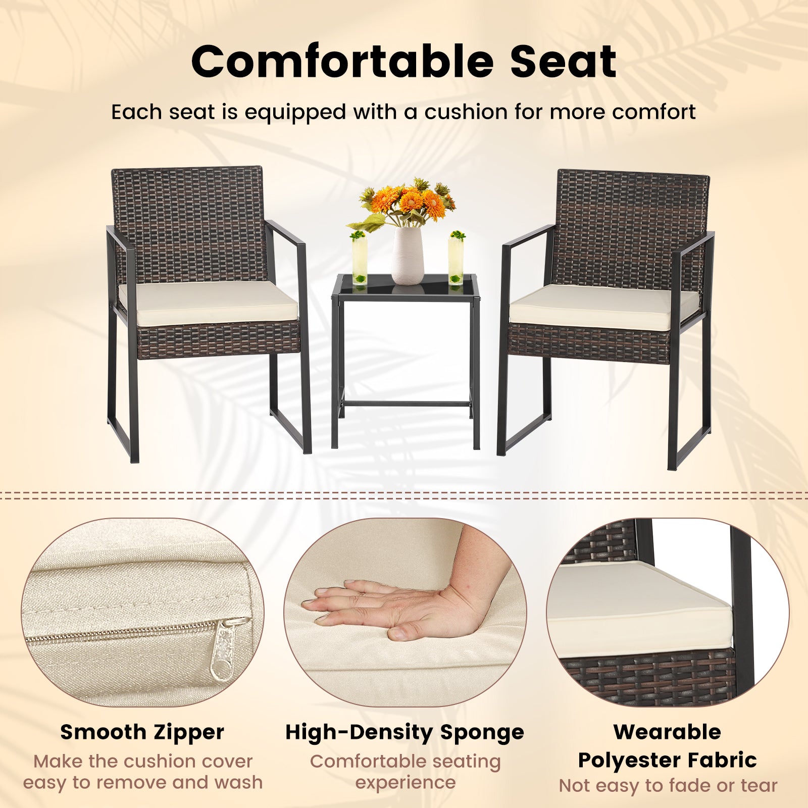 Modern Heavy Duty Patio Furniture Set, 3 Pieces, Coffee Table, Off White Patio Conversation Sets at Gallery Canada