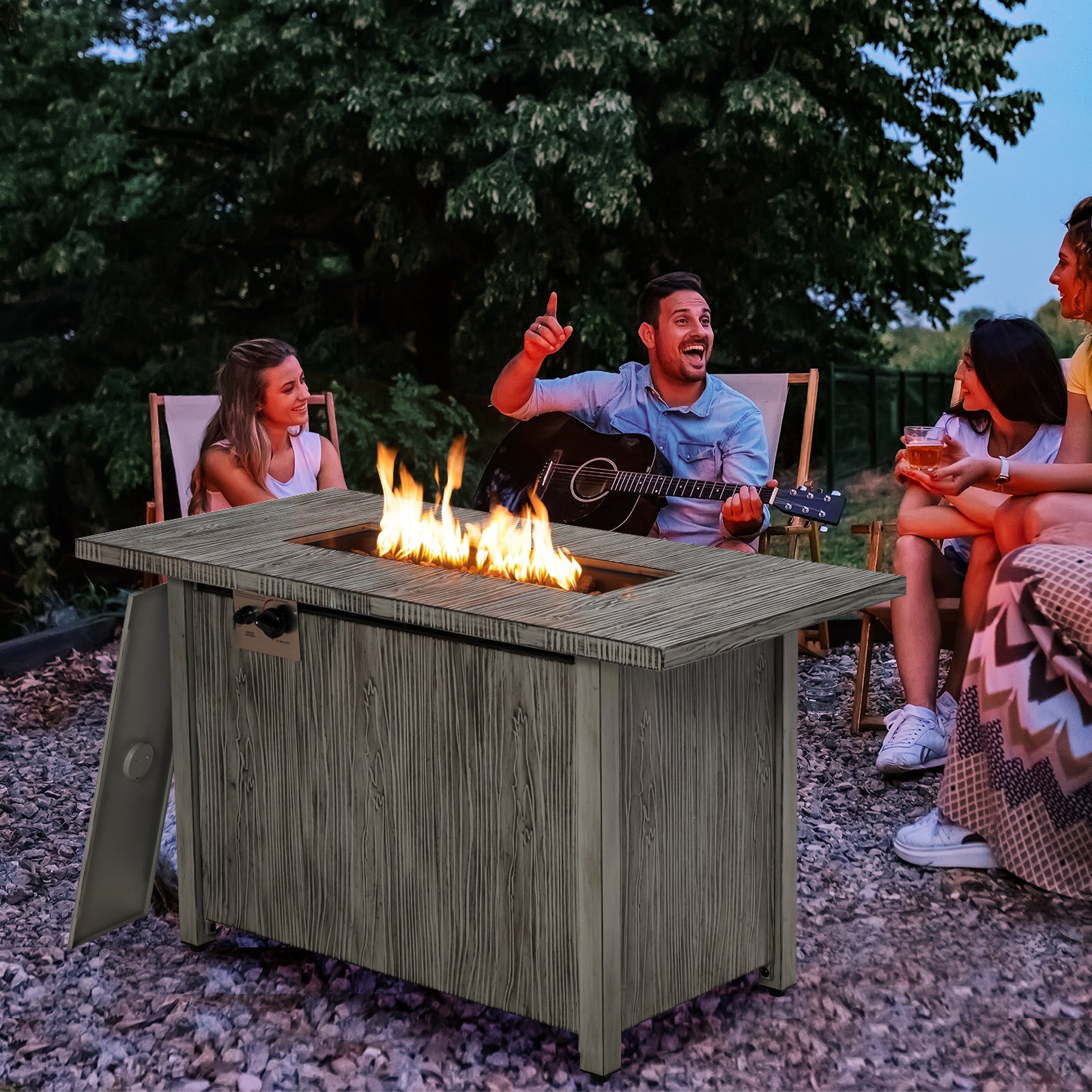 43 Inch, 50,000 BTU Propane Fire Pit Table, Gray Fire Pit Tables at Gallery Canada