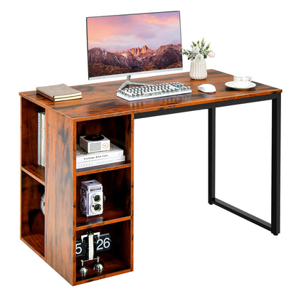 Computer Desk with 5 Side Shelves and Metal Frame, Rustic Brown Computer Desks at Gallery Canada