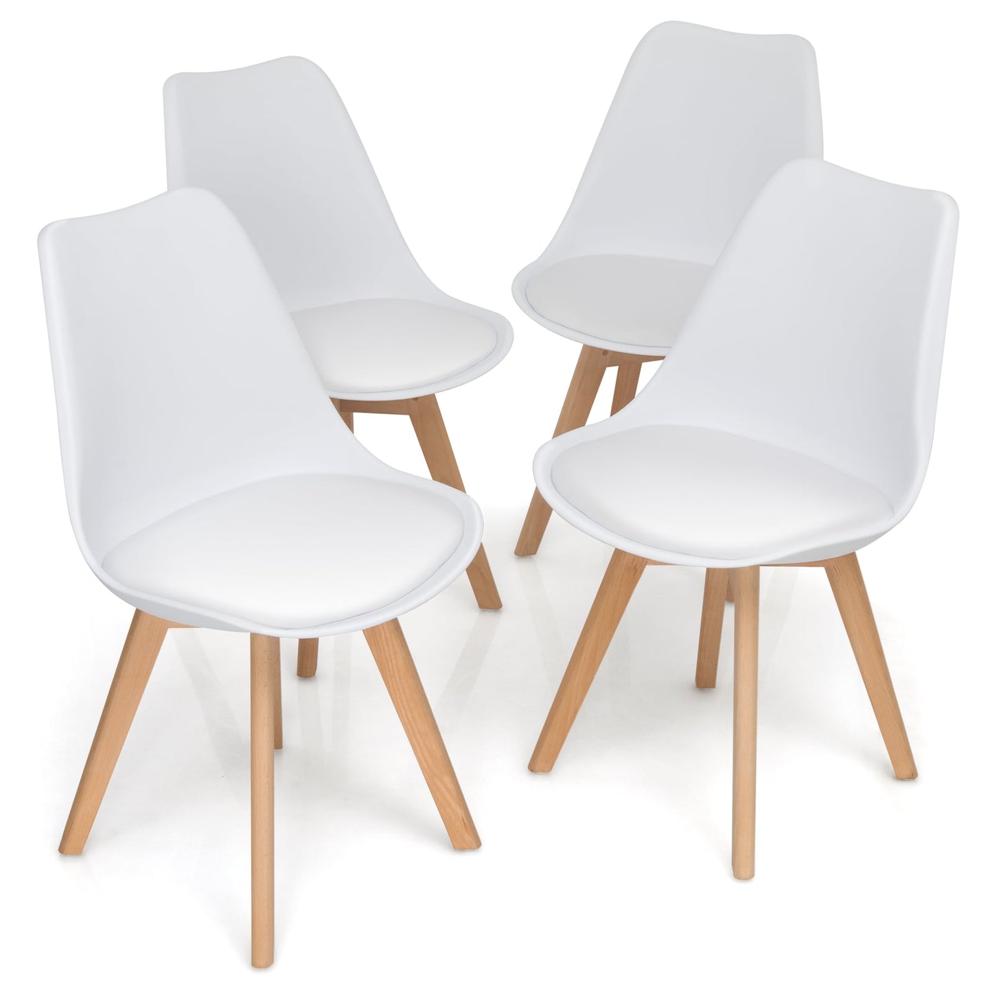 Set of 4 Dining Chairs, Mid-Century Modern, White Dining Chairs White at Gallery Canada