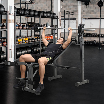 Adjustable Weight Bench, Barbell Rack Set, Weight Plate Post, Black Benches Racks & Bars at Gallery Canada