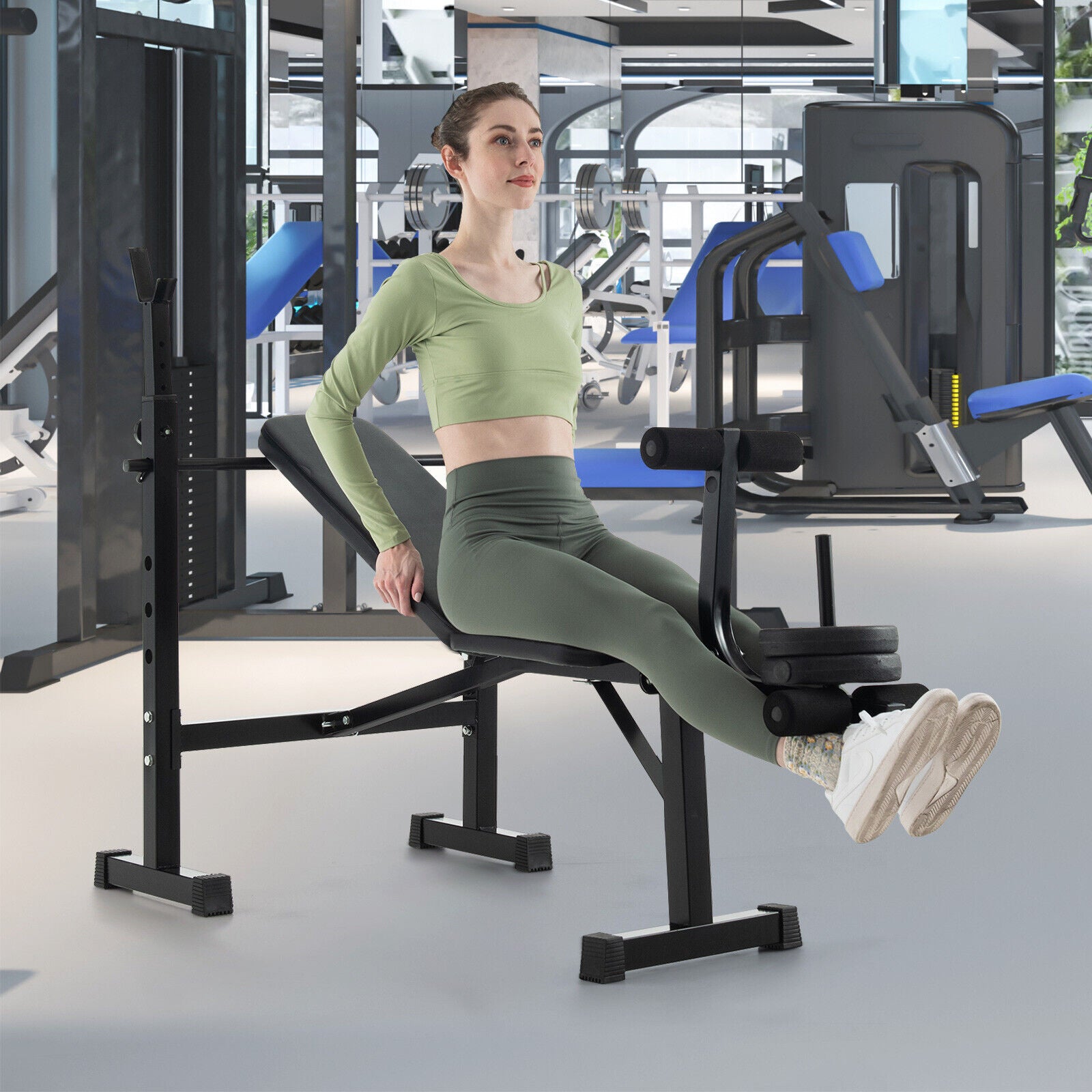 Adjustable Weight Bench, Barbell Rack Set, Weight Plate Post, Black Benches Racks & Bars at Gallery Canada