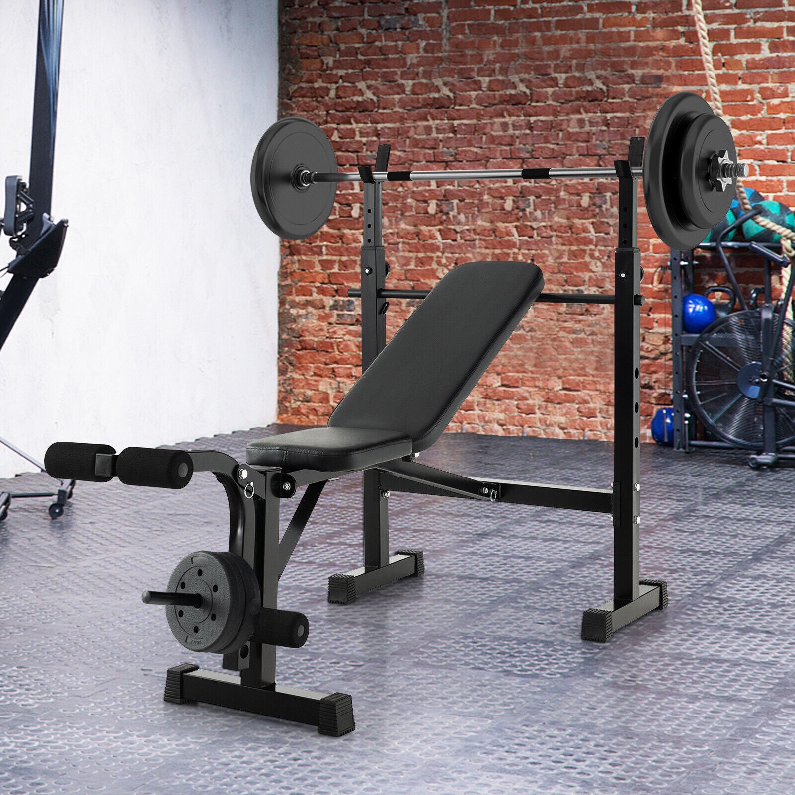 Adjustable Weight Bench, Barbell Rack Set, Weight Plate Post, Black Benches Racks & Bars at Gallery Canada