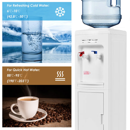 5 Gallon Hot And Cold Water Cooler Dispenser, Child Safety Lock, White Water Dispensers at Gallery Canada