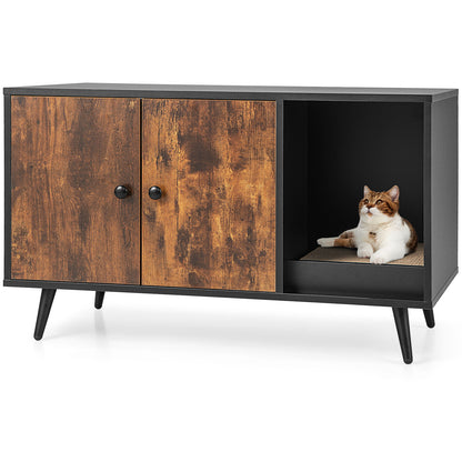 Cat Litter Box Enclosure, Double Door Cabinet, Natural Cat Houses at Gallery Canada