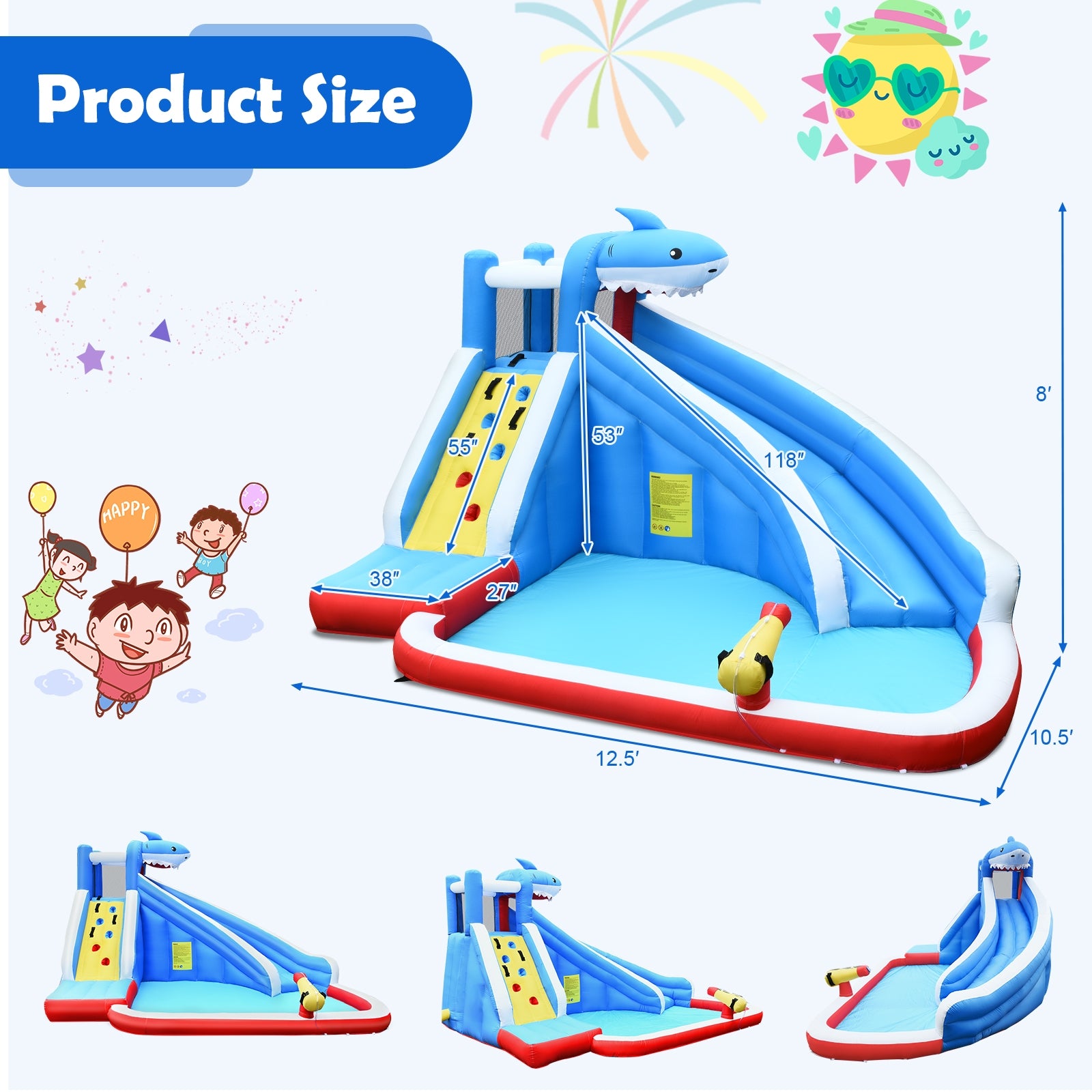 Inflatable Shark Bounce House, Water Slide, Climbing Wall Bounce House at Gallery Canada