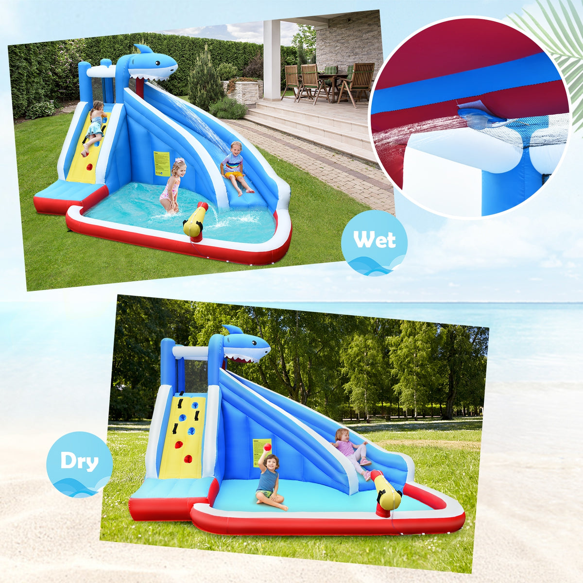 Inflatable Shark Bounce House, Water Slide, Climbing Wall Bounce House at Gallery Canada