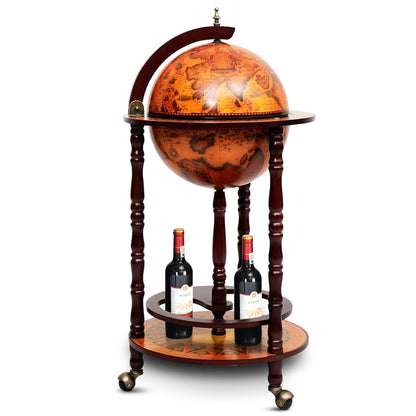 16th Century Wood Globe Wine Bar Stand, Dark Red Wine Racks at Gallery Canada
