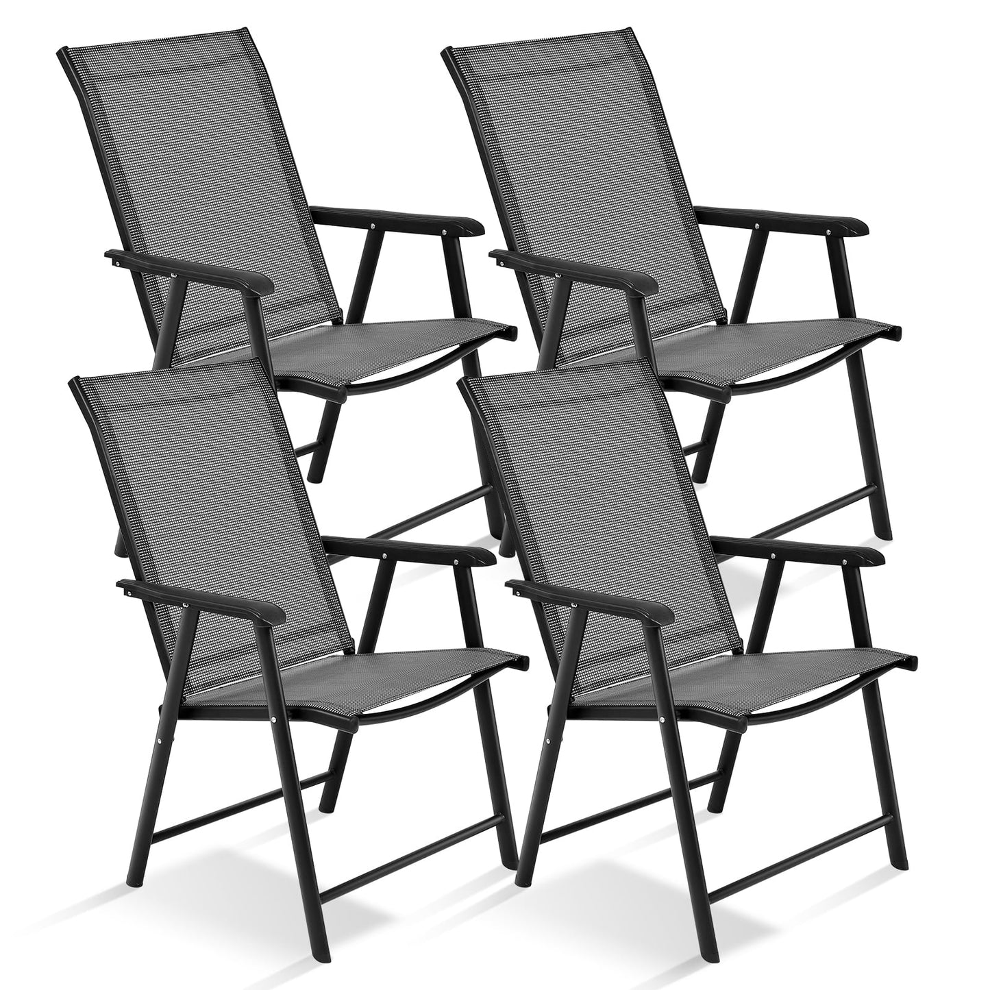 4-Pack Folding Chairs, Portable Outdoor Camping, Gray Patio Dining Chairs at Gallery Canada