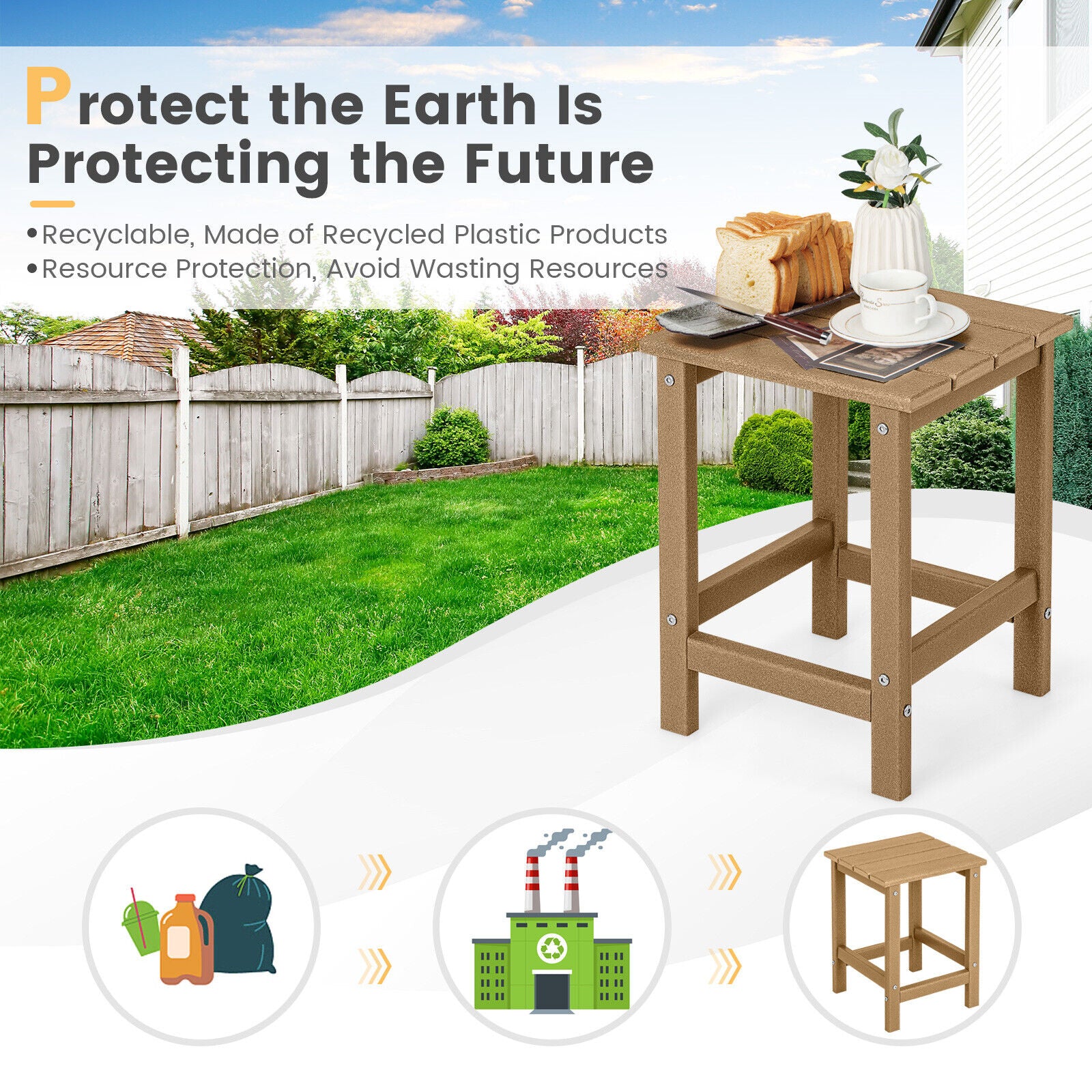 14 Inch Square Weather-Resistant Adirondack Side Table, Brown Patio Coffee Tables at Gallery Canada