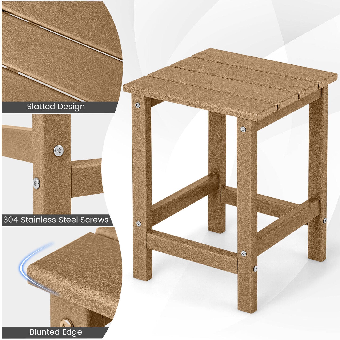 14 Inch Square Weather-Resistant Adirondack Side Table, Brown Patio Coffee Tables at Gallery Canada