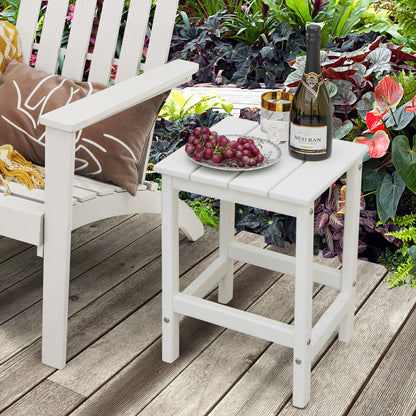 14 Inch Square Weather-Resistant Adirondack Side Table, White Patio Coffee Tables at Gallery Canada