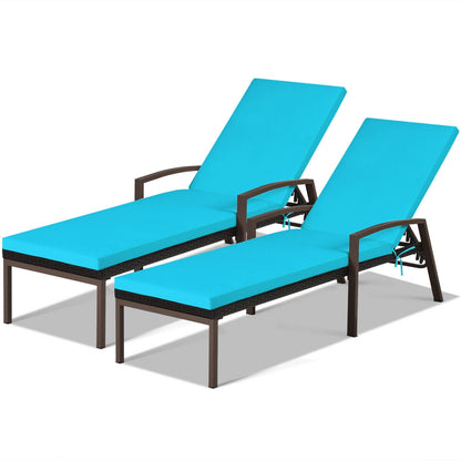 2-Piece Adjustable Rattan Patio Lounge Chair, Turquoise Outdoor Chaise Lounges at Gallery Canada