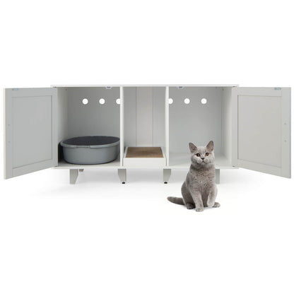 2-Door Cat Litter Box Enclosure, Winding Entry, Scratching Board, Gray Cat Houses at Gallery Canada