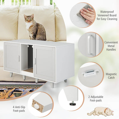 2-Door Cat Litter Box Enclosure, Winding Entry, Scratching Board, Gray Cat Houses at Gallery Canada