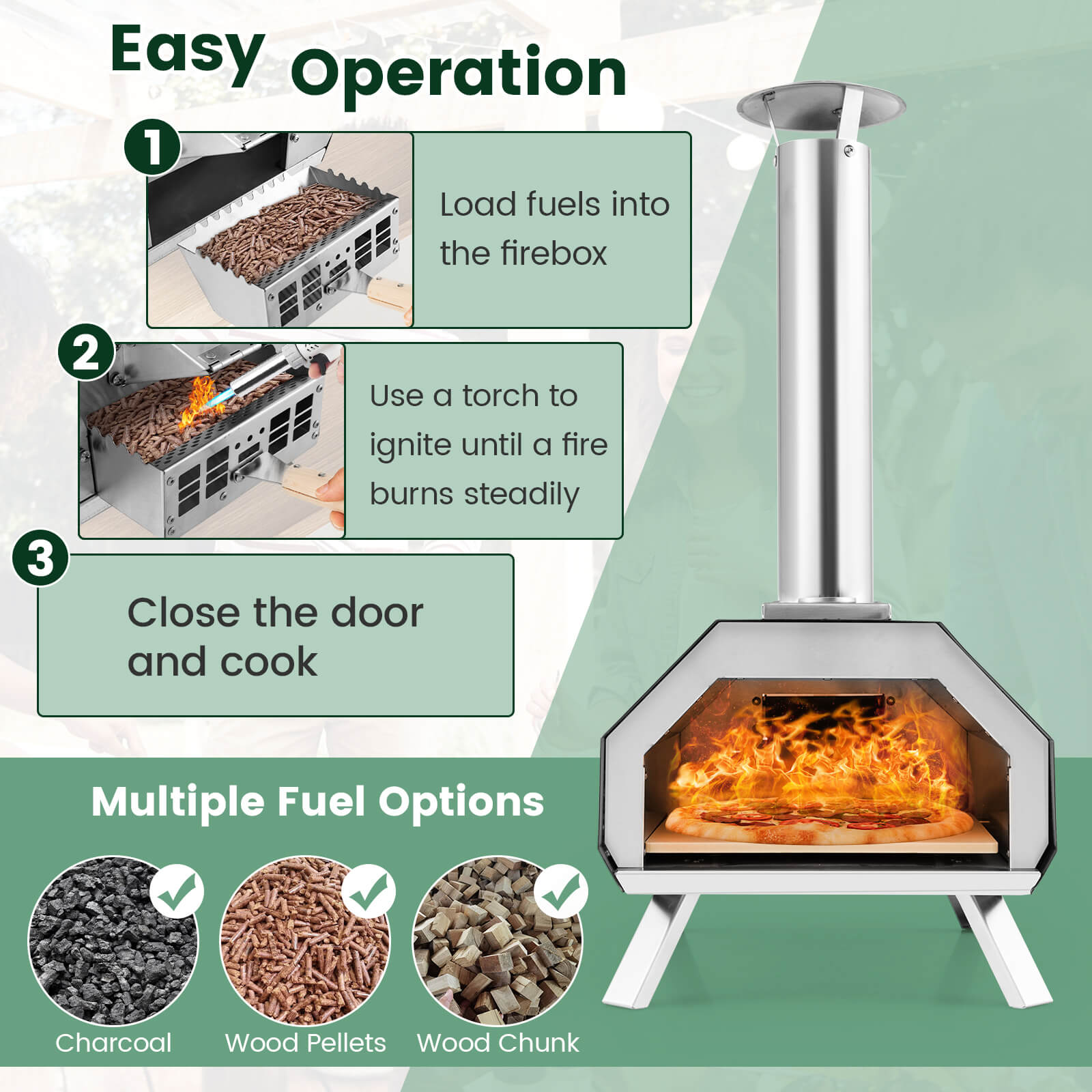 Outdoor Pizza Oven with Stone, Foldable Legs, Black Outdoor Grills at Gallery Canada