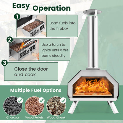 Outdoor Pizza Oven with Stone, Foldable Legs, Black Outdoor Grills at Gallery Canada