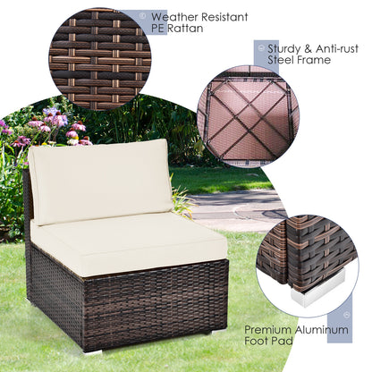 6-Piece Patio Rattan Furniture Set, With Cushions And Glass Coffee Table, White Outdoor Sectionals at Gallery Canada