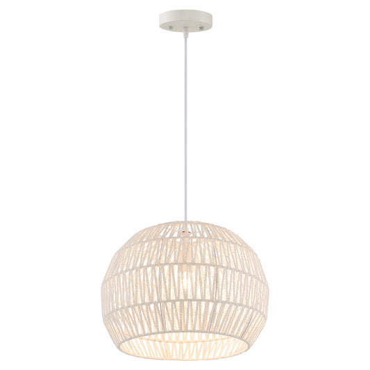 Round Farmhouse Rattan Pendant Light, Adjustable Hanging Rope, Beige Ceiling Lights Beige at Gallery Canada