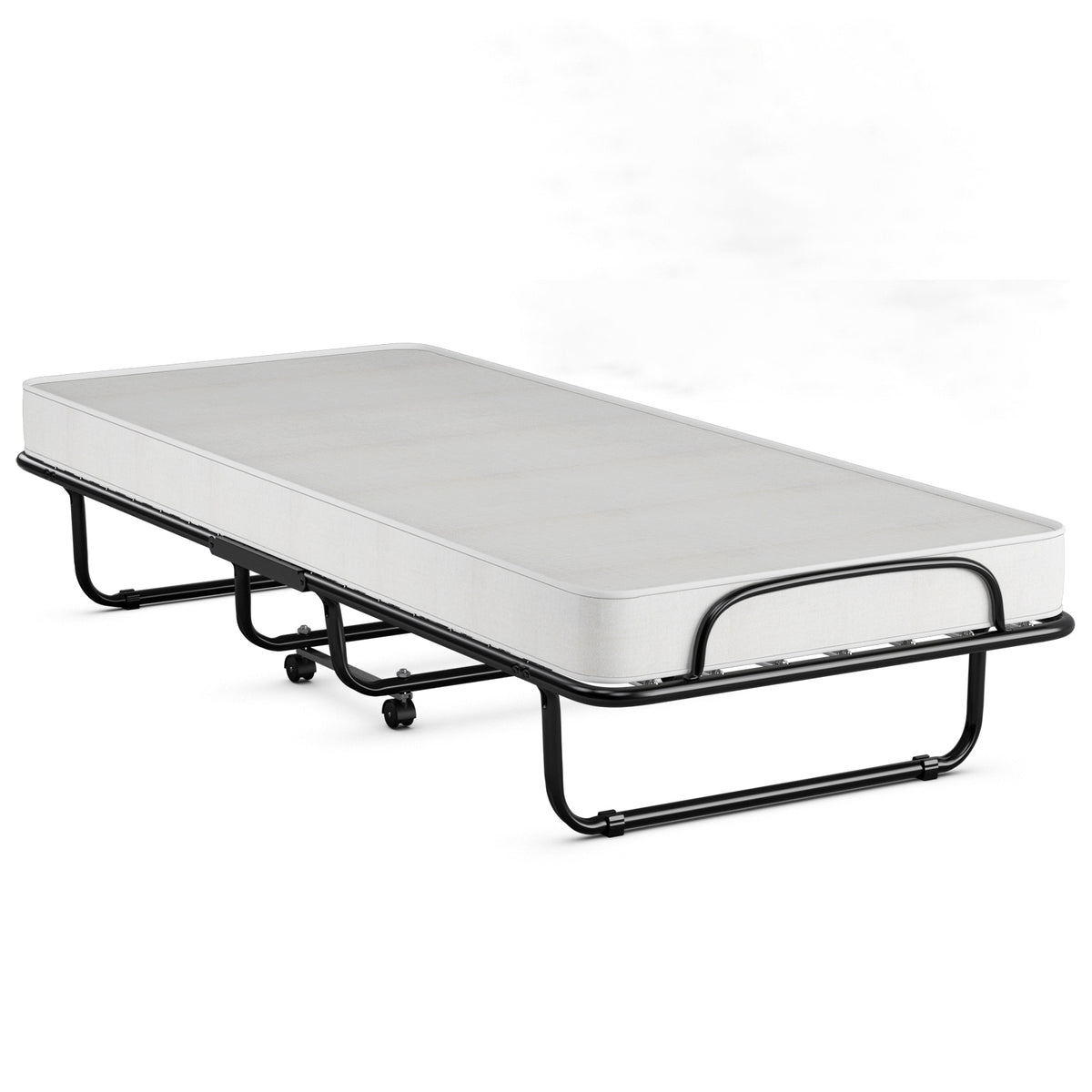 Folding Bed With Memory Foam Mattress, Black Folding Beds Black at Gallery Canada