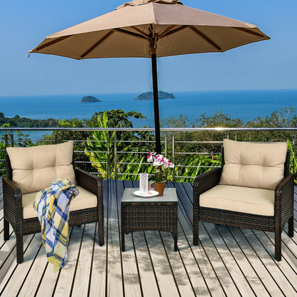 3 Piece Outdoor Rattan Conversation Set, Beige Patio Conversation Sets at Gallery Canada