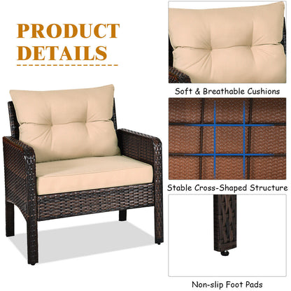 3 Piece Outdoor Rattan Conversation Set, Beige Patio Conversation Sets at Gallery Canada