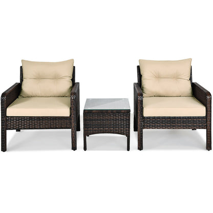 3 Piece Outdoor Rattan Conversation Set, Beige Patio Conversation Sets at Gallery Canada