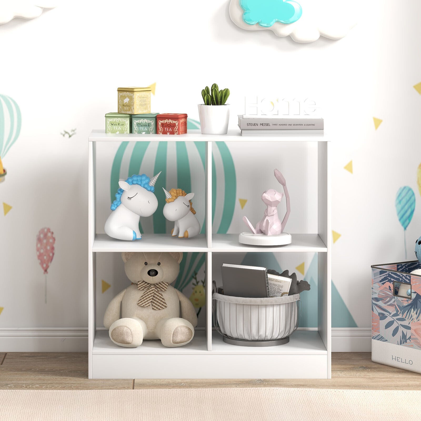 4-Cube Kids Bookcase With Open Shelves, White Bookcases at Gallery Canada