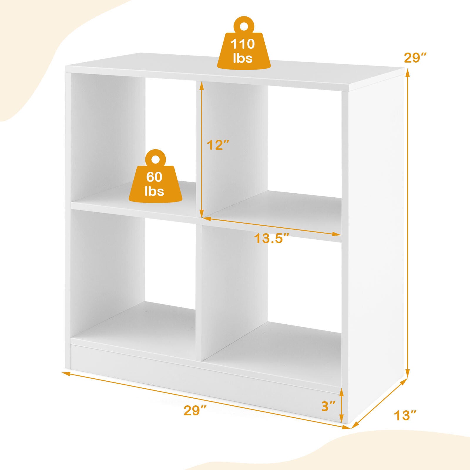 4-Cube Kids Bookcase With Open Shelves, White Bookcases at Gallery Canada