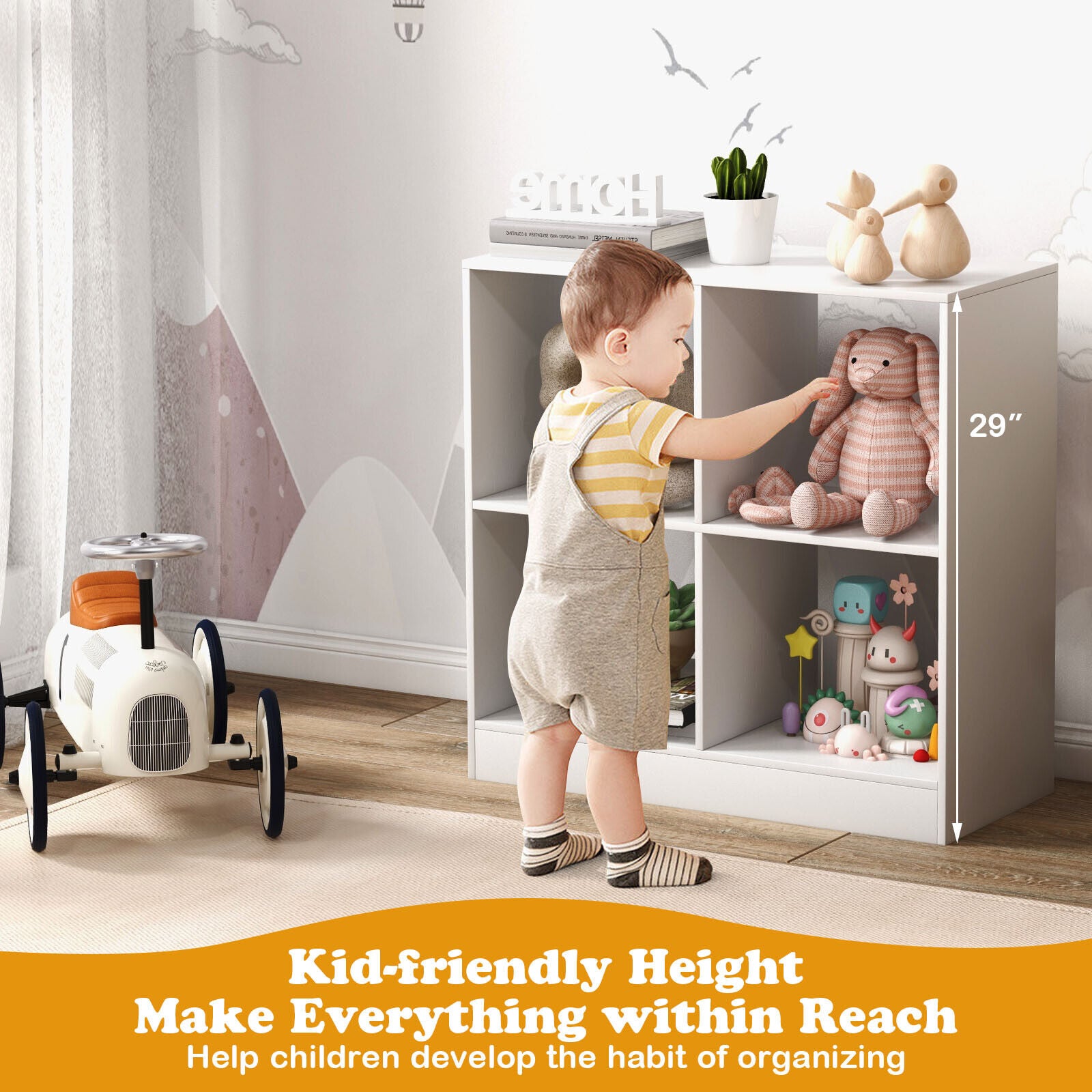 4-Cube Kids Bookcase With Open Shelves, White Bookcases at Gallery Canada
