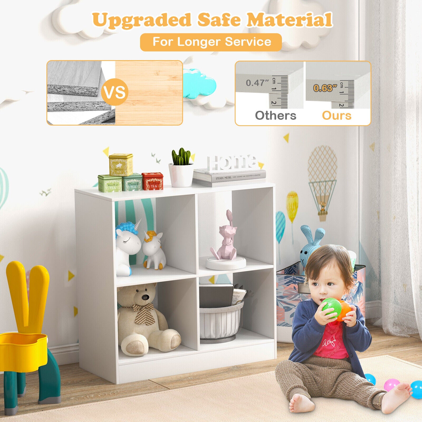 4-Cube Kids Bookcase With Open Shelves, White Bookcases at Gallery Canada