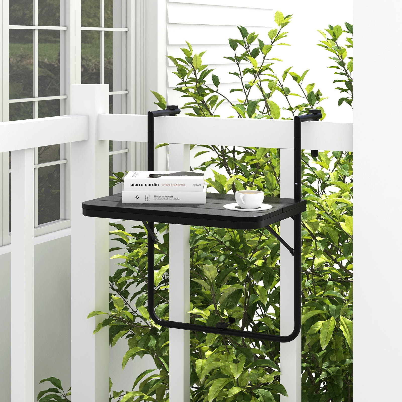 Folding Hanging Table, 3-Level Adjustable Height, Black Patio Tables at Gallery Canada