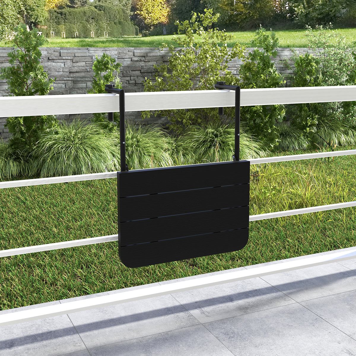 Folding Hanging Table, 3-Level Adjustable Height, Black Patio Tables at Gallery Canada