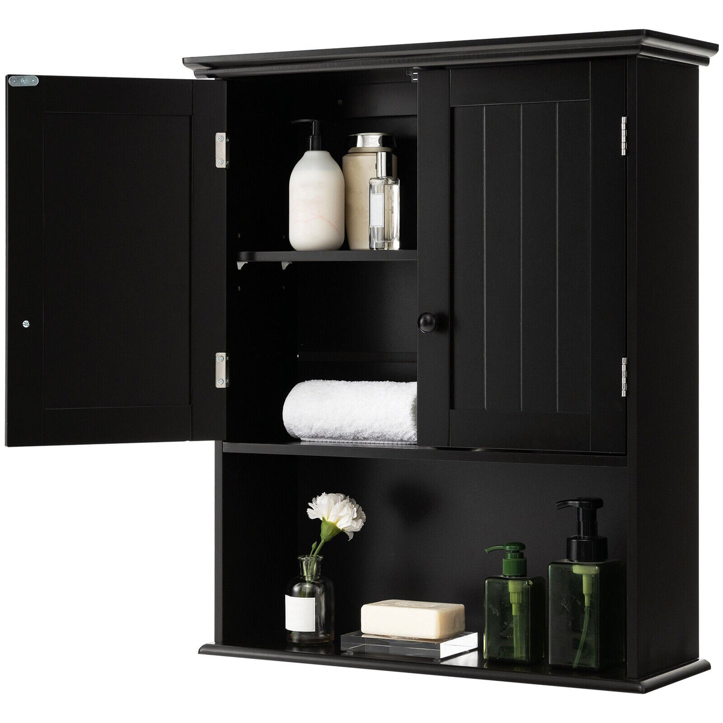 Wall Mount Bathroom Storage Cabinet, 2-Door, Black Wall Cabinets at Gallery Canada