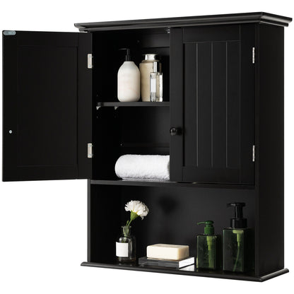 Wall Mount Bathroom Storage Cabinet, 2-Door, Black Wall Cabinets at Gallery Canada