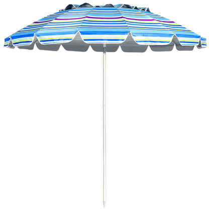 8FT Portable Beach Umbrella, With Sand Anchor and Tilt, Blue Outdoor Umbrellas Blue at Gallery Canada