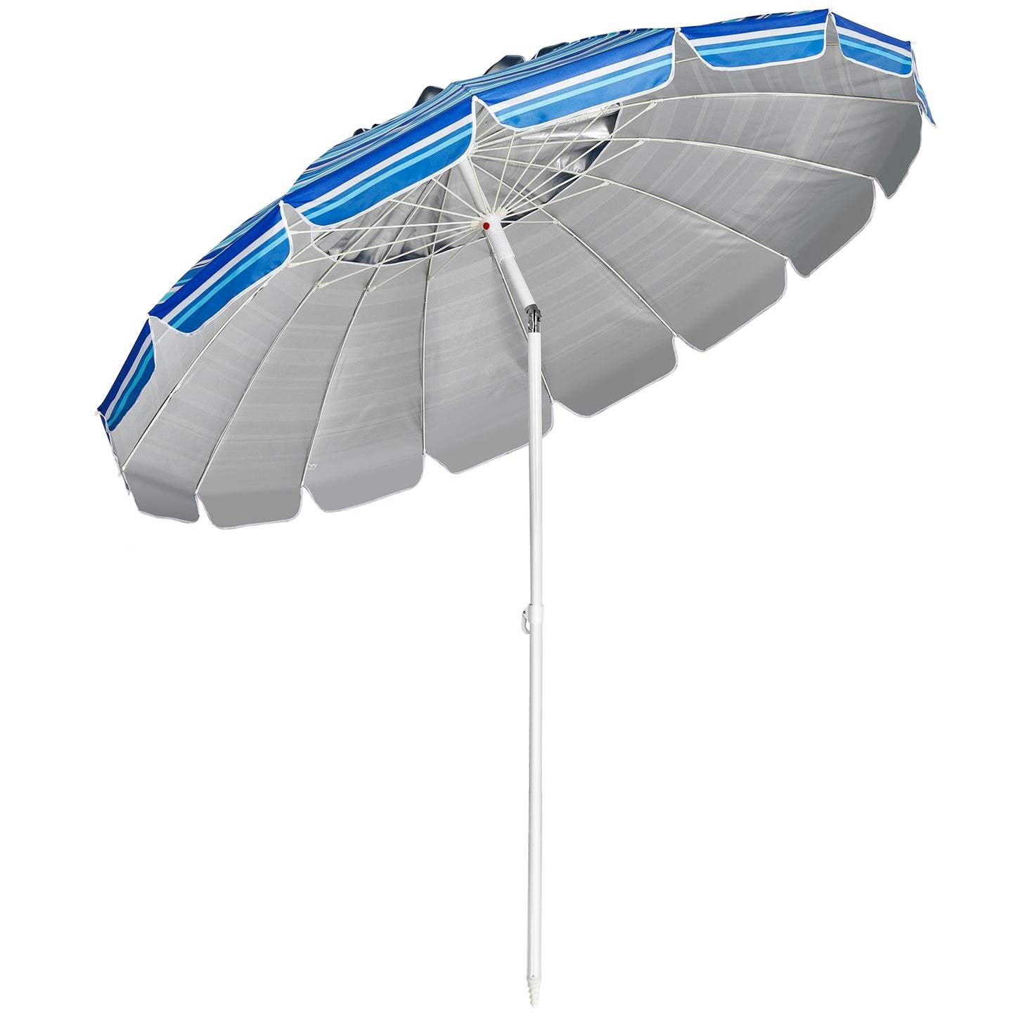 8FT Portable Beach Umbrella, Sand Anchor, Tilt Mechanism, Navy Outdoor Umbrellas at Gallery Canada