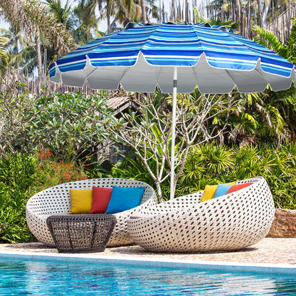 8FT Portable Beach Umbrella, Sand Anchor, Tilt Mechanism, Navy Outdoor Umbrellas at Gallery Canada