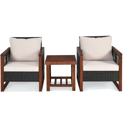 3 Pc Patio Wicker Sofa Set, Wood Frame, Cushion, Beige Patio Conversation Sets at Gallery Canada
