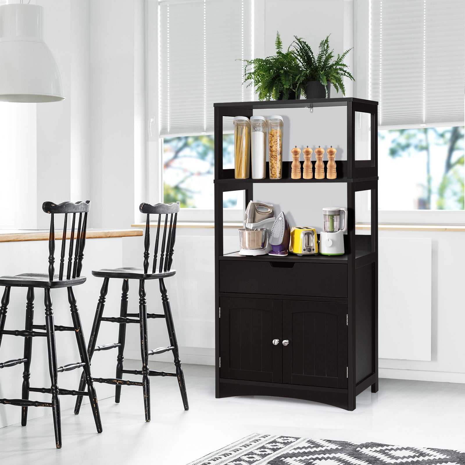 Bathroom Storage Cabinet With Drawer And Shelf, Black Floor Cabinets at Gallery Canada
