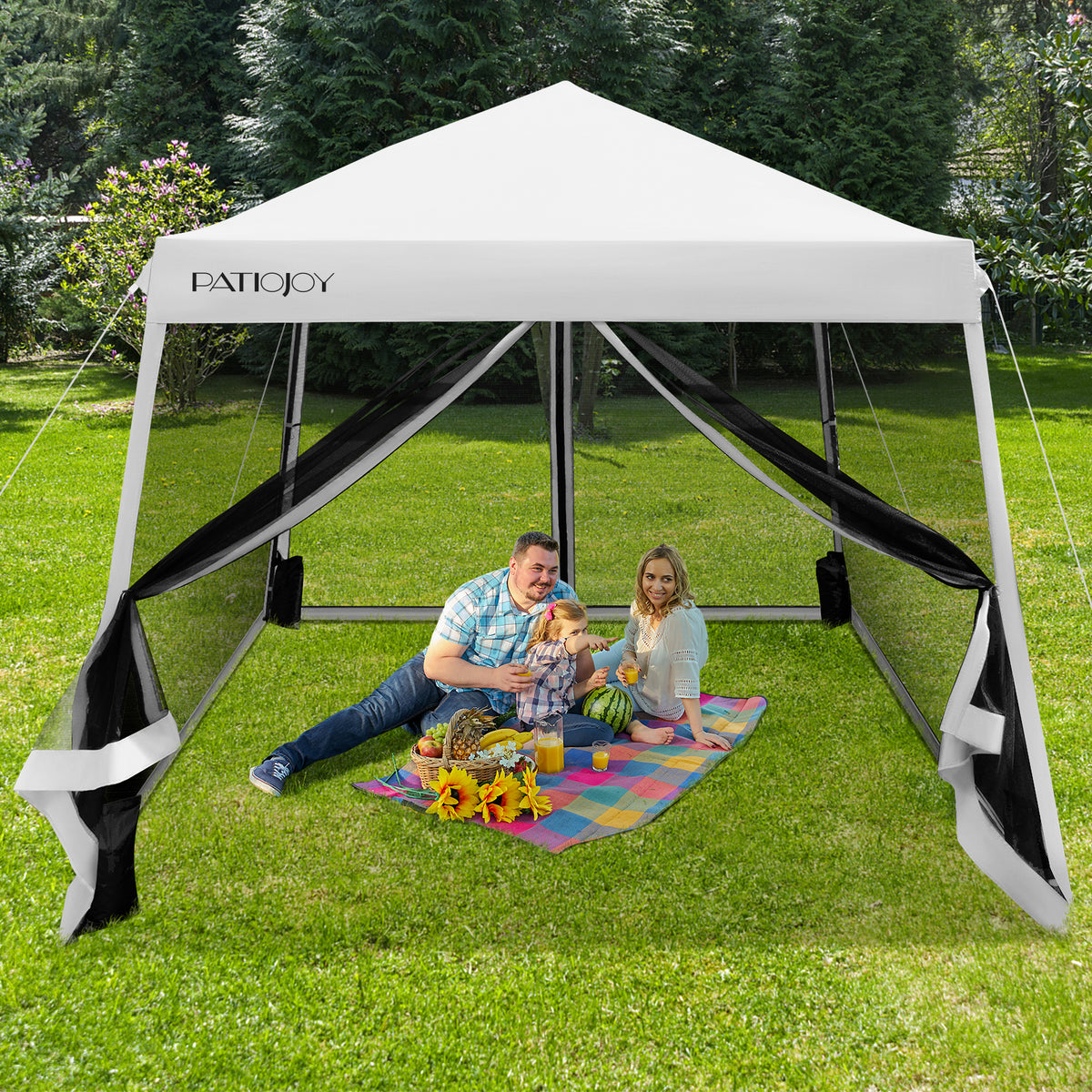 10 x 10 Feet Pop Up Canopy, Mesh Sidewalls, Roller Bag, White Canopies at Gallery Canada