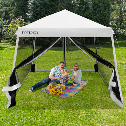 10 x 10 Feet Pop Up Canopy, Mesh Sidewalls, Roller Bag, White Canopies at Gallery Canada