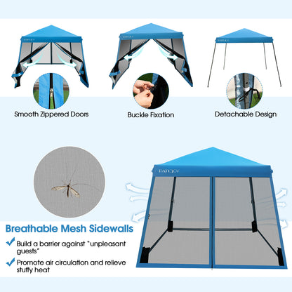 10 x 10 Feet Pop Up Canopy, Mesh Sidewalls, Roller Bag, Blue Canopies at Gallery Canada