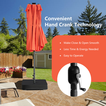 15 Feet Double-Sided Patio Umbrella, 48 LED Lights, Orange Outdoor Umbrellas at Gallery Canada