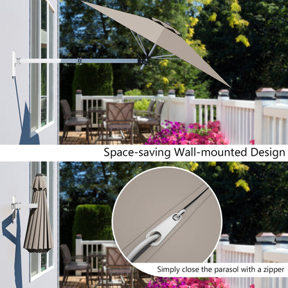 8ft Telescopic Folding Tilt Aluminum Sun Shade Umbrella, Tan Outdoor Umbrellas at Gallery Canada