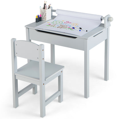Kids Table And Chair Set With Storage, Paper Roll Holder, Gray Kids Table & Chair Sets at Gallery Canada