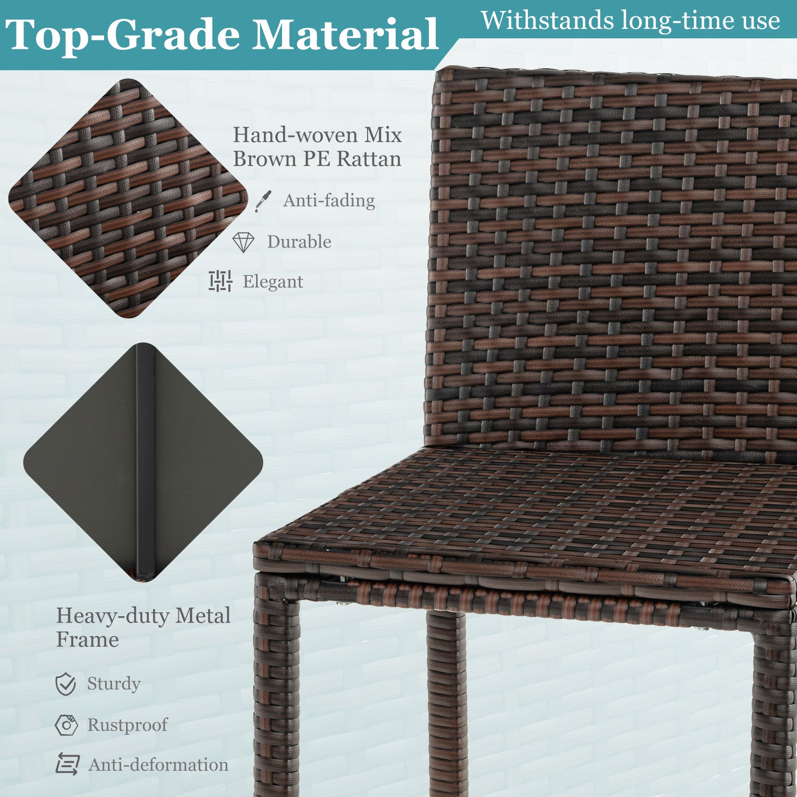 3-Piece Outdoor Wicker Bar Set, Brown Patio Bar Furniture at Gallery Canada