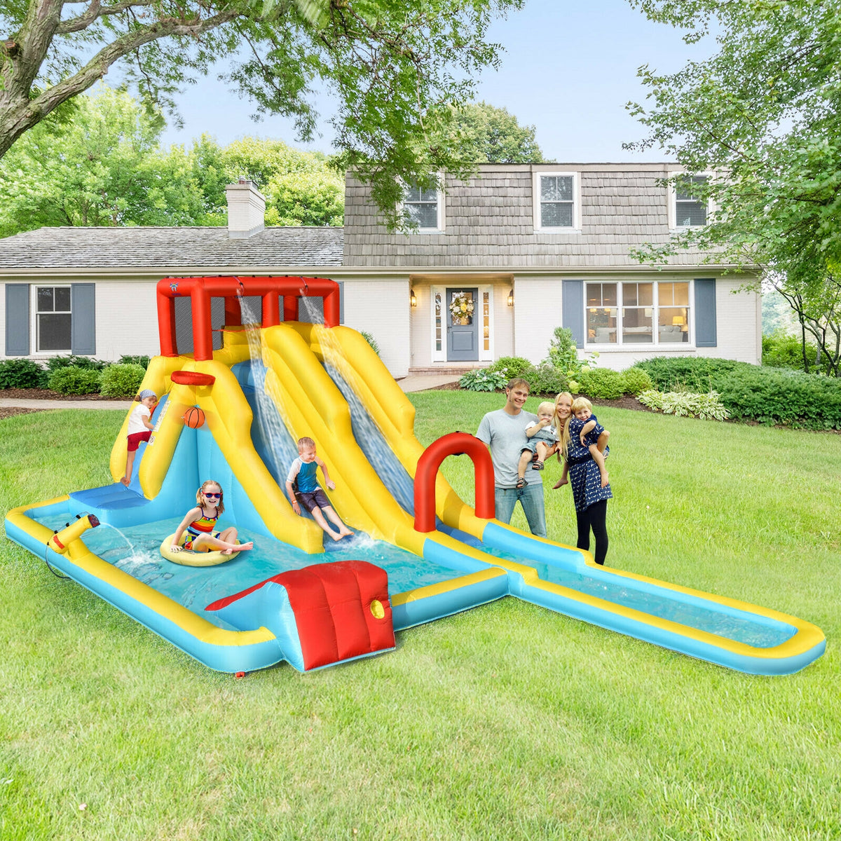 7-In-1 Inflatable Dual Slide Water Park Bounce House Bounce House at Gallery Canada